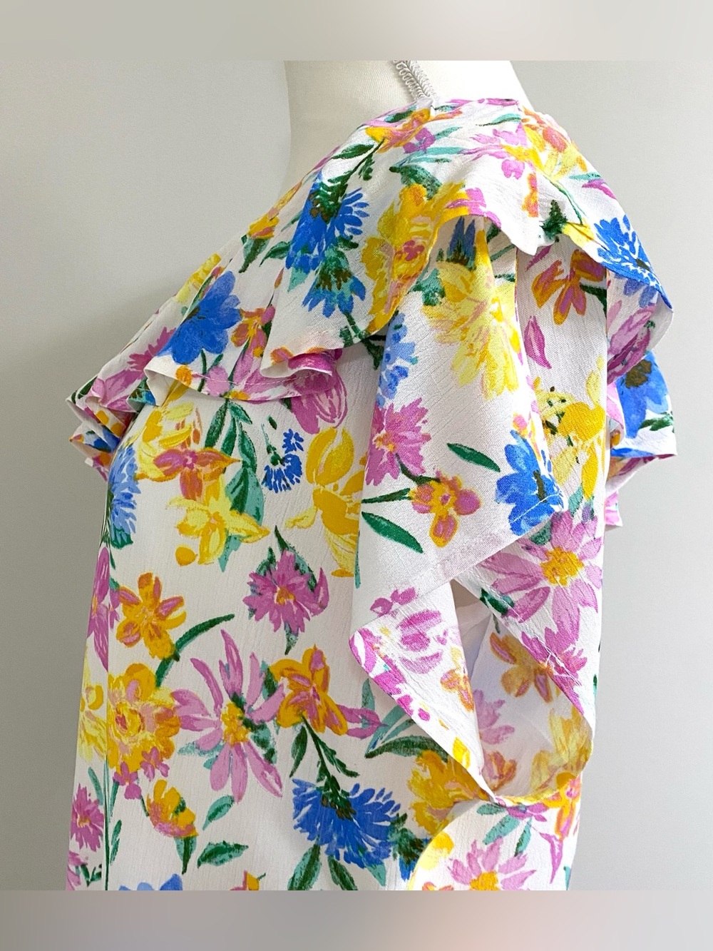 Emily Wonder Womens M Pink Yellow Asymmetrical Floral Dress Boho Cottagecore - Picture 6 of 12